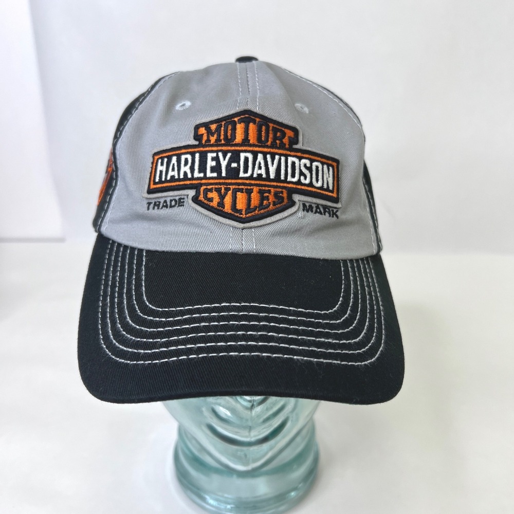 Harley-Davidson Museum Grey Black Strapback Hat Milwaukee 1903 Biker Cap